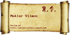 Mekler Vilmos névjegykártya